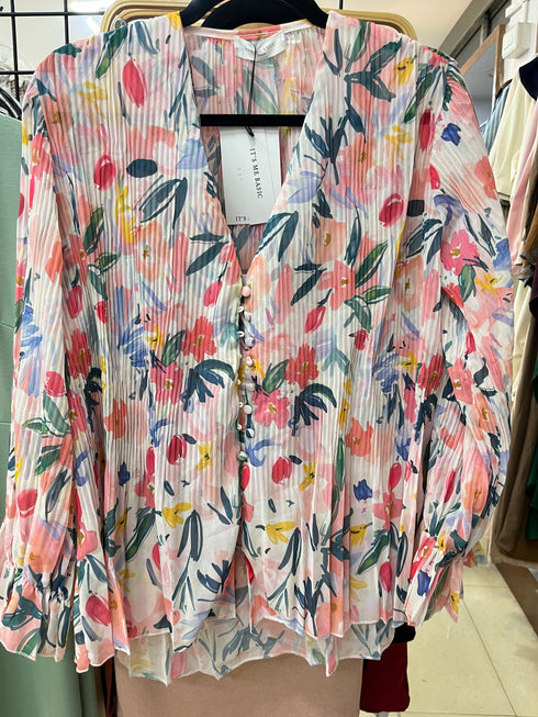 Sprint Floral Print Pleated Shirts
